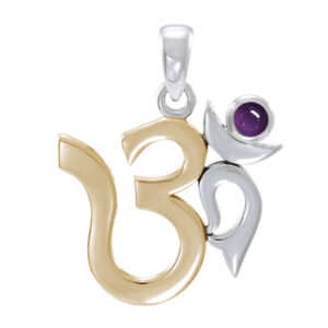 AUM vedhæng med Ametyst - 26mm - u/kæde