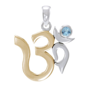 AUM vedhæng med Blå Topas - 26mm - u/kæde