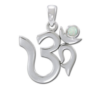 AUM vedhæng med Opal - 26mm - u/kæde