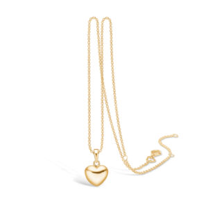 BLOSSOM blank forgyldt hjerte vedhæng på kæde, mellem størrelse