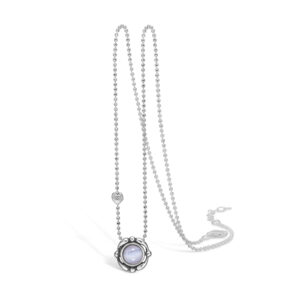 BLOSSOM halskæde med vedhæng i sølv og lyseblå agat