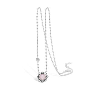 BLOSSOM halskæde med vedhæng i sølv og pink opal