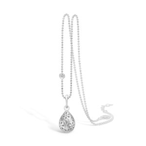 Blossom 14 kt hvidguld blonde dråbe vedhæng med sølv halskæde, 45 cm