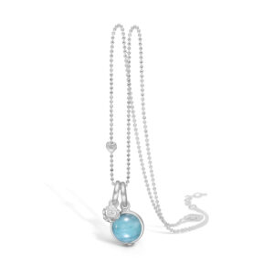 Blossom Halssmykke med to vedhæng i sølv, amazonit