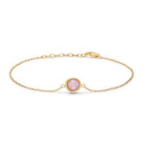 Blossom armbånd i forgyldt med pink opal, 20 cm
