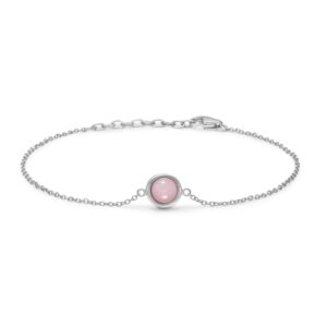 Blossom armbånd i sølv med pink opal, 20 cm