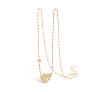 Blossom forgyldt hjerte halskæde med små hjerter og blade, 42+3 cm