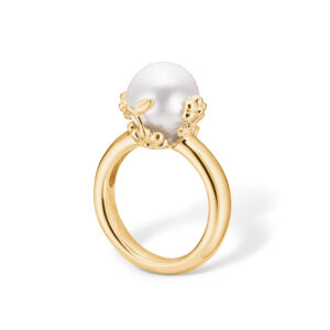 Blossom forgyldt hvid perle ring