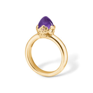 Blossom forgyldt ring med lille lilla ametyst og blomster