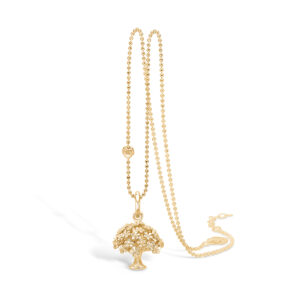 Blossom forgyldt træ vedhæng, halskæde 80 cm