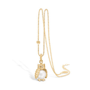 Blossom forgyldt ugle perle vedhæng, 80 cm