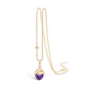 Blossom forgyldt vedhæng med lilla ametyst, halskæde 80 cm