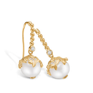 Blossom forgyldte hvide perle ørehænger med cz