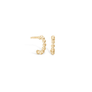 Blossom forgyldte kugle creoler, mat hamret Ø 10 mm