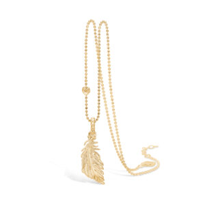 Blossom lille forgyldt fjer vedhæng med mat look, 80 cm