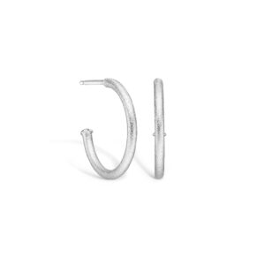 Blossom matte sølv creoler, 20 mm