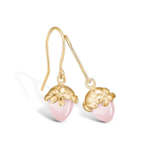 Blossom øreringe i 14 kt guld med blomster og lille rosakvarts