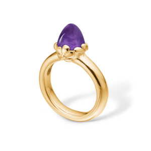 Blossom ring i 14 kt guld med en lille ametyst