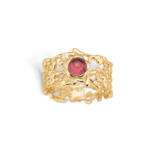 Blossom ring i 14 kt guld med pink turmalin