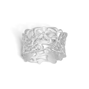 Blossom ring i 14 kt mat hvidguld med diamant