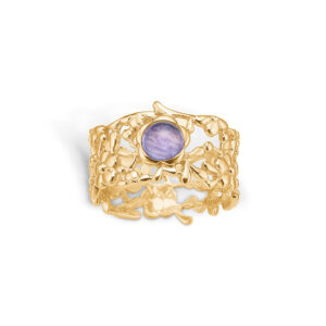 Blossom ring i 14 kt med blå-lilla turmalin