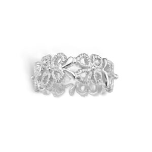 Blossom sølv bred blomster ring med cubic zirkoner