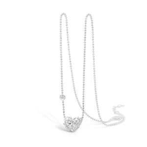 Blossom sølv halskæde rhod. hjerte mat/blank, 42+3 cm