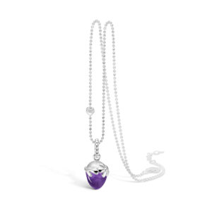 Blossom sølv halskæde rhod. lilla ametyst, 80 cm