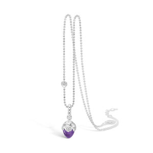 Blossom sølv halskæde rhod. lille lilla ametyst, 42 + 3 cm