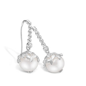 Blossom sølv hvid perle ørehænger rhod. med cz