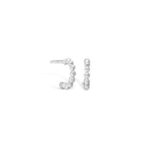 Blossom sølv kugle creoler, mat hamret Ø 10 mm