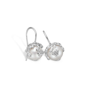 Blossom sølv perle blonde ørehænger rhod. med cz