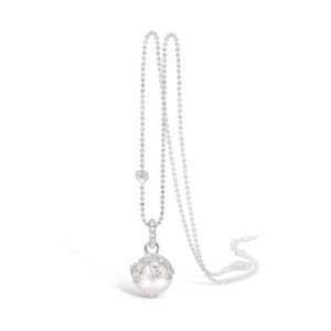 Blossom sølv perle vedhæng rhod. 42+3 cm