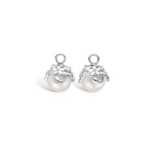 Blossom sølv perle vedhæng til creoler, 8 mm