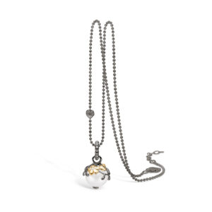 Blossom sølv sort rhodineret perle vedhæng, brill 0,01ct