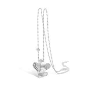 Blossom sølv vedhæng med hjerter, 42+3 cm