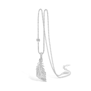 Blossom sølv vedhæng rhod. lille fjer mat 80 cm