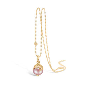 Blossom vedhæng i 14 kt guld med rosa perle