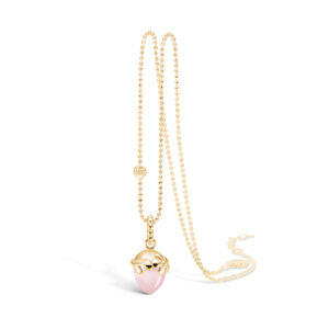 Blossom vedhæng i 14 kt guld med stor rosakvarts