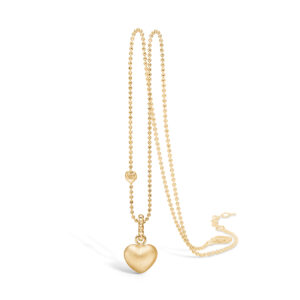 Blossom vedhæng i 9 kt guld, mat hjerte