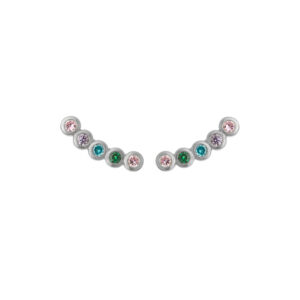 ByBiehl Gloria ørestikker i sølv med multifarvede zirkoner