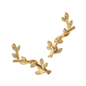 ByBiehl Jungle Ivy ørestikker i forgyldt med cubic zirkonia