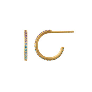 ByBiehl Miniature Sparkle øreringe i forgyldt med farvede zirkoner, Ø 12