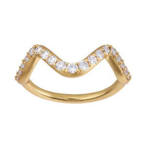 ByBiehl Wave Sparkle Ring i forgyldt med cz, lille