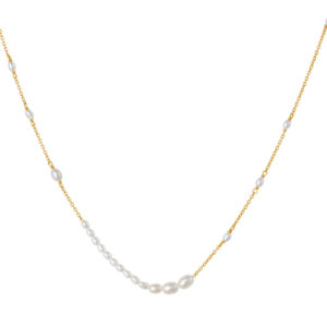 Bybiehl Aura Flow forgyldt halskæde med perler 45 cm