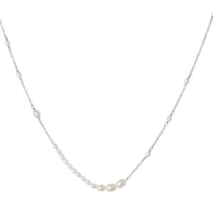 Bybiehl Aura Flow sølv halskæde med perler 45 cm