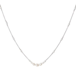 Bybiehl Aura sølv halskæde med perler 45 cm
