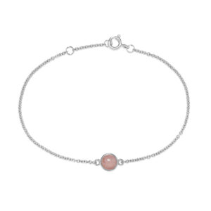 Carré sølv armbånd med pink opal