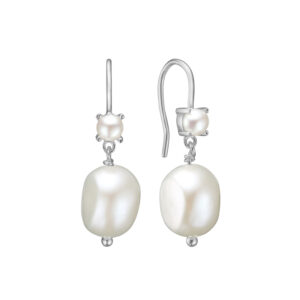 Carré sølv øreringe med hvide perler