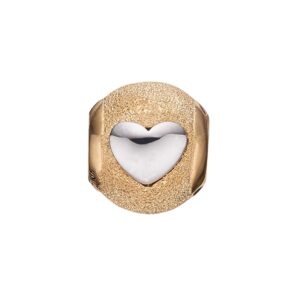 Christina Charm til læderarmbånd Be Mine Forever i frogyldt med lille sølv hjerte